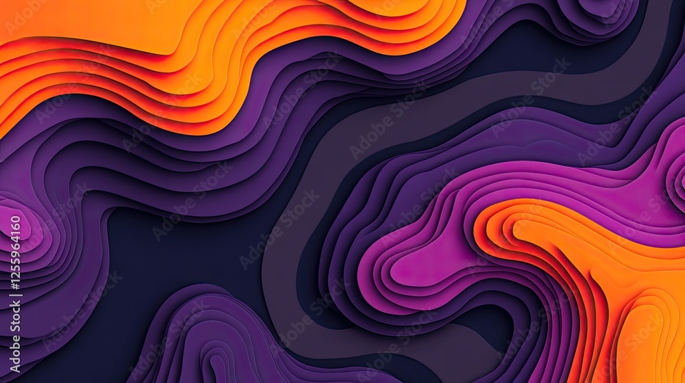 Poster Modern smooth gradient with bright orange transitioning into deep purple, ideal for tech or web interfaces.