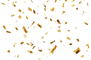 Gold Confetti Falling on a Transparent Background