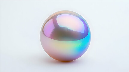 3D Illustration Iridescent Sphere, Colorful Orb on White Background