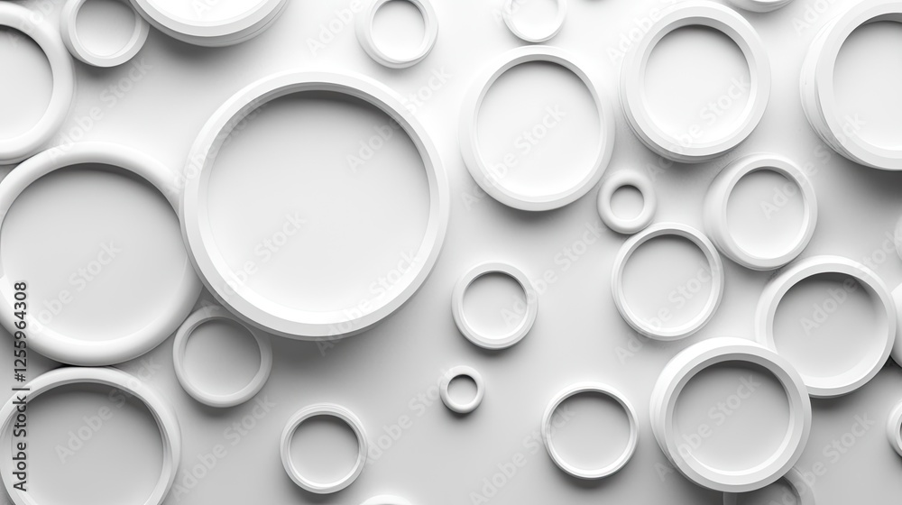 Poster monochrome circular patterns intersecting to create a smooth, minimalist background