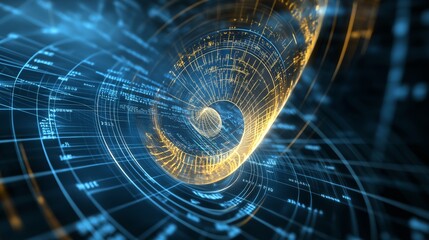 Intricate mathematical graph showcasing a golden ratio spiral and Pi formulas