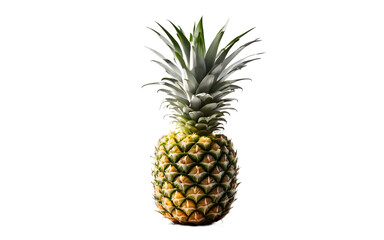 Fototapeta premium A fresh pineapple with its green leaves intact, isolated on a empty plain background