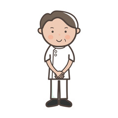 接客する整体師（マッサージ師）の男性の全身イラスト