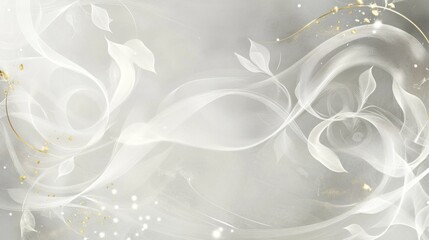Elegant Abstract White and Gold Floral Swirls