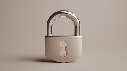 Fototapeta premium Metallic locked padlock photo style illustration background. Lock poster. Privacy concept banner. Digital AI artwork. 