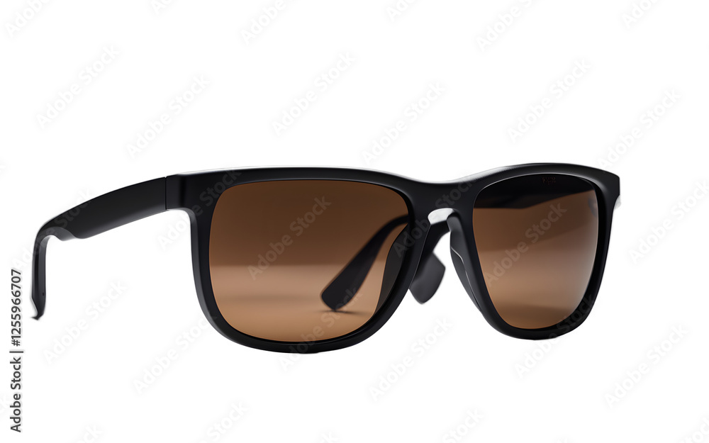 Poster A pair of polarized sunglasses with a matte black frame, isolated on a empty plain background