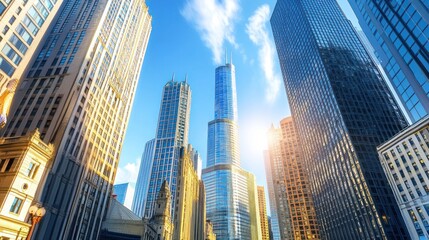Chicago's Majestic Skyline: A Worm's-Eye View of Architectural Giants