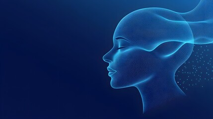 Obraz premium Digital Abstract Head Profile Depicts Modern Technology