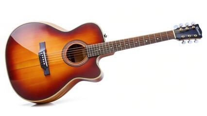 Acoustic Guitar on White Background