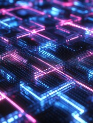 Obraz premium Blue and Pink Computer Circuit Board