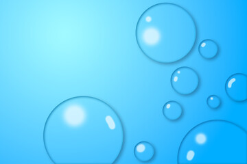 Realistic Water drops on blue background. Wallpaper. Illustration