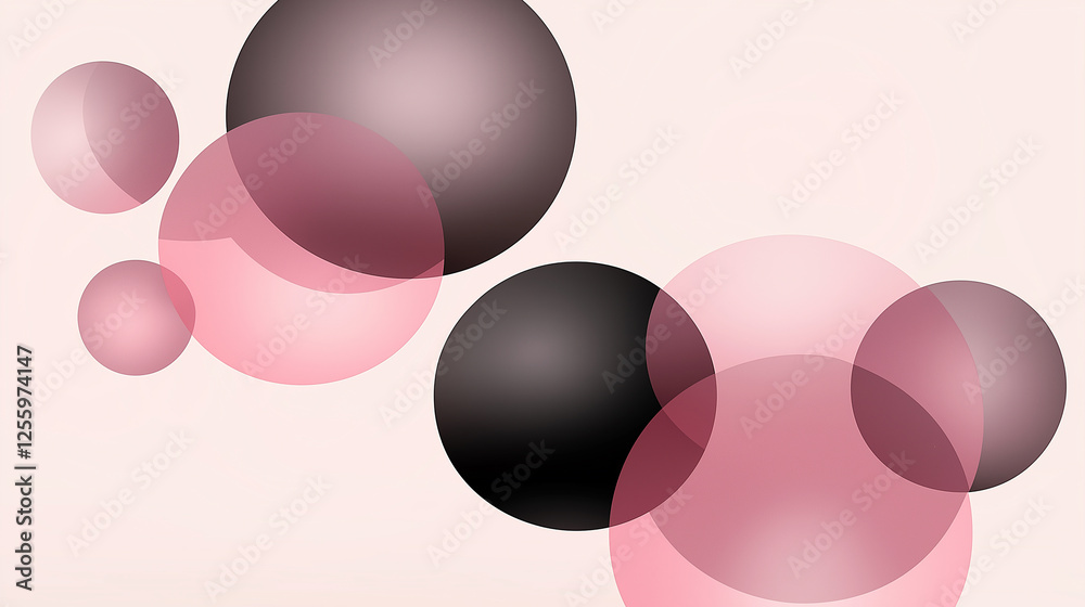 Leinwandbilder pink and black overlapping circles creating abstract design