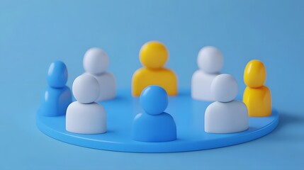 Obraz premium Interconnected 3D Icon People Symbol on Pastel Background Representing Networking and
