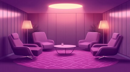 Purple Room Modern Lounge Area Relaxing Chairs