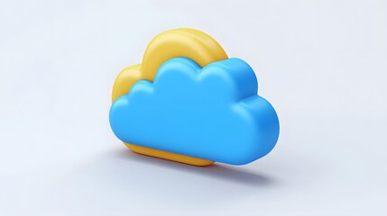 3D Cloud Computing Icon with Connected Nodes on White Background