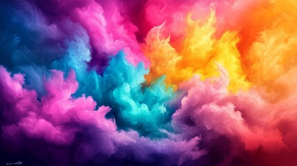 Fototapeta premium Vibrant abstract art featuring swirling hues of pink, purple, teal, and gold. A dreamy, colorful masterpiece.