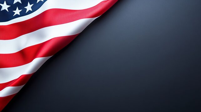 American flag draped elegantly on a dark surface, symbolizing patriotism and national pride