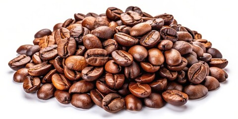 Obraz premium Roasted Coffee Beans Pile, White Background