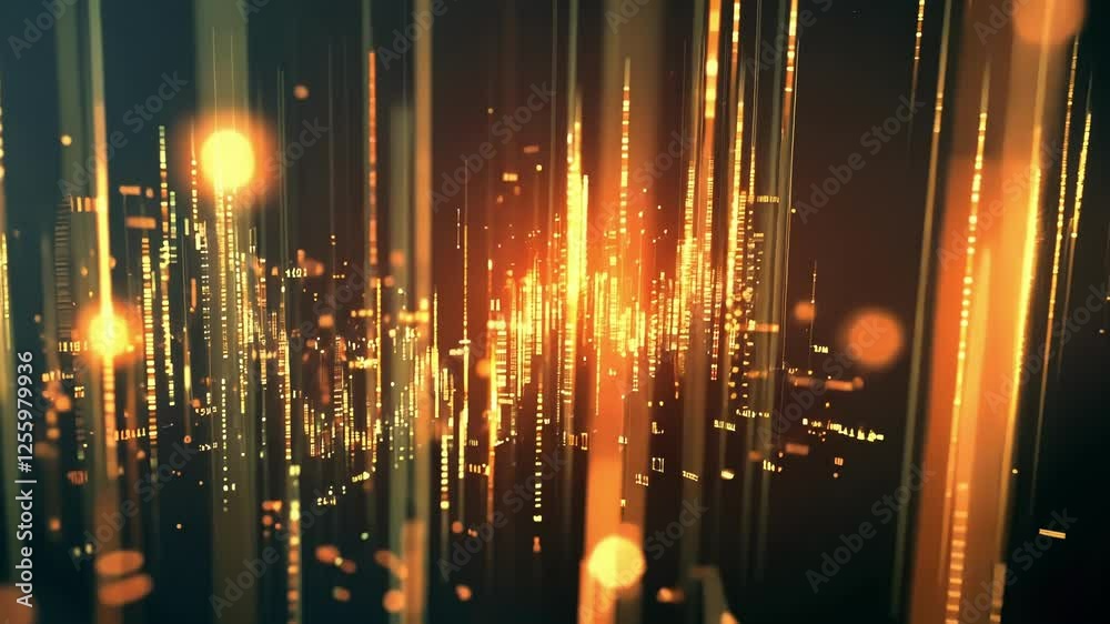 Poster glowing lines of binary code cascading like digital rain in a vibrant cyberspace environment, enhanc