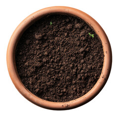  Terracotta pot with soil mixture on transparent background