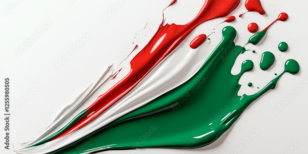 Poster Italian flag colors mixing dynamically on white background