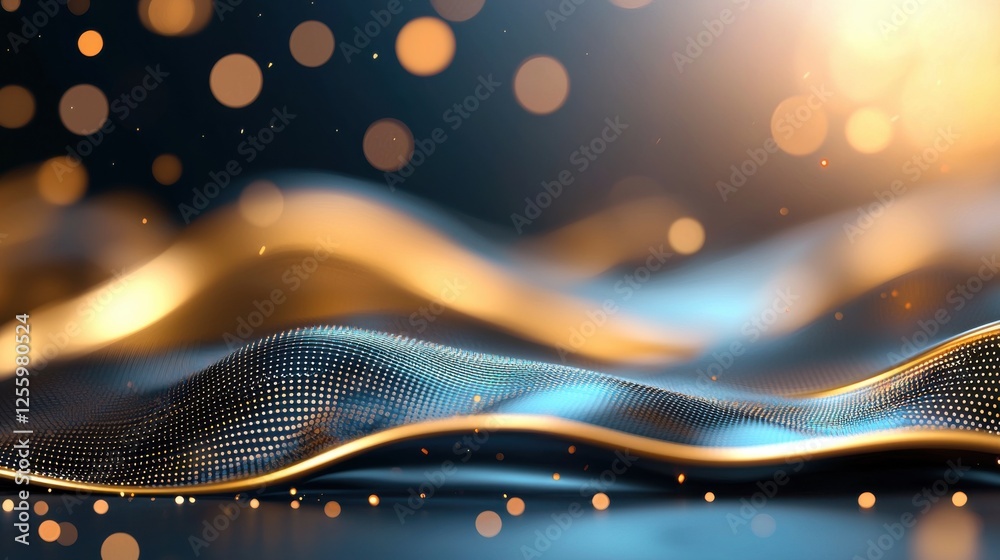 Poster digital waves with flowing patterns and light effects