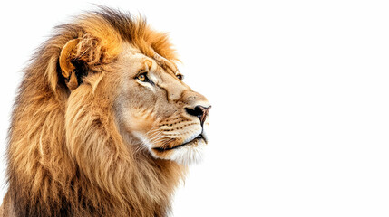 Fototapeta premium Photo Majestic Lion Portrait White Background Wildlife