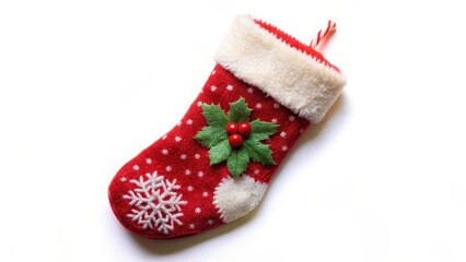 Red Christmas Stocking on White Background