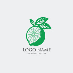 Green lemon logo, lime, green, organic, slice, lemon logo fully editable vector template