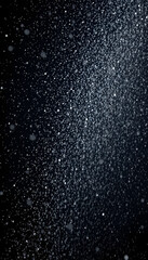 Obraz premium Million of Star Dust, Photo image of falling down shower rain snow, heavy snows storm flying. Freeze shot on black background isolated overlay. Spray water fog smoke as star particle on wind, pixel 