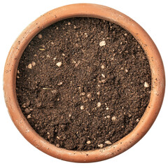  Terracotta pot with soil mixture  on transparent background