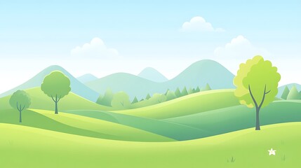 Obraz premium Serene Green Hillscape Under a Summer Sky