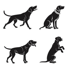 Dog Silhouettes in Various Poses