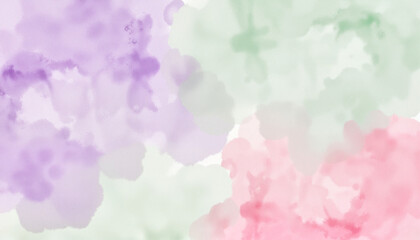 Fototapeta premium Artistic pastel watercolor background with delicate lavender, blush pink, and mint green hues for greeting card designs