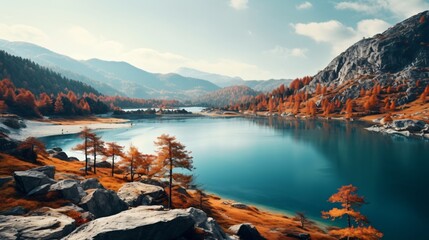 Serene Turquoise Mountain Lake Landscape