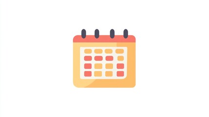 Simple calendar icon, flat design, schedule, agenda, planning, user interface element, graphic design, digital illustration, background transparent, for app