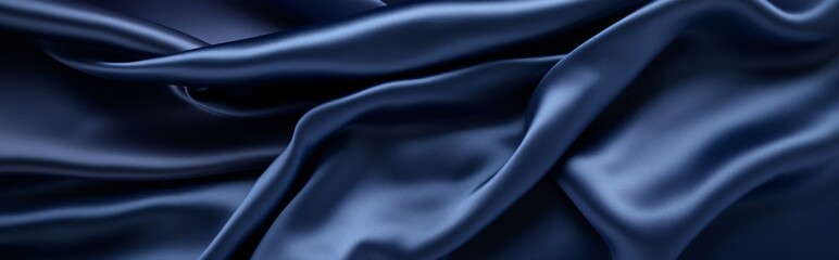 Elegant Navy Blue Silk Satin Fabric Texture Image