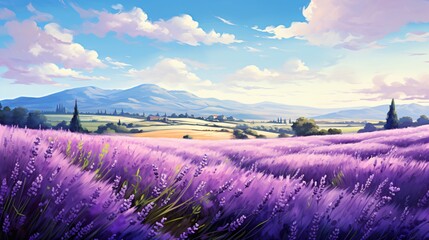 Romantic Lavender Flowers Illustration in Lavender Color