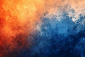 Color gradient background, transitioning from light orange to dark blue, with a blurred, grainy texture.