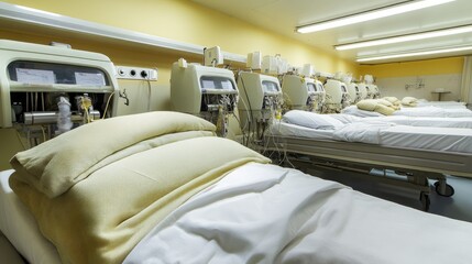 Empty Hospital Ward with Medical Equipment in a Clinical Setting for Healthcare Professionals