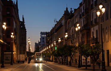 Obraz premium A wonderful evening in the centre of Seville in Andalusia, Spain