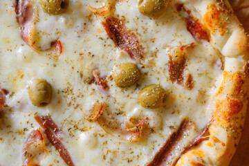 Tasty homemade delicious pizza served on a dinner table