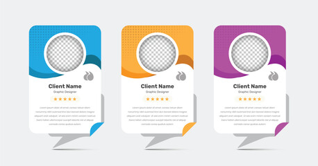 Simple abstract customer feedback and review card template design with image placeholder