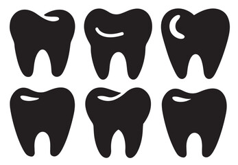 Tooth icon shape silhouette vector on white background.