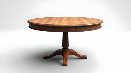 Realistic Image - Round Wooden Table on White Background