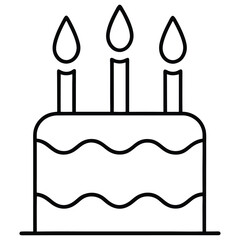 Obraz premium Birthday Cake Line Art with Candles. Isolated vector illustration on white background