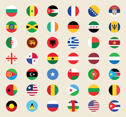 National flags in circle shape. National flags set. World flags. Flags of countries