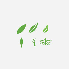 Green leaf logo element, tree, nature, green logo fully editable vector template