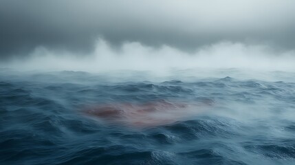 Fototapeta premium Foggy Ocean Waves Concealing a Mysterious Depth