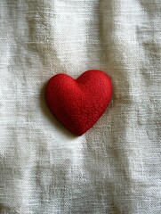 Red Heart Shape on Linen Fabric for Romantic and Love Themes